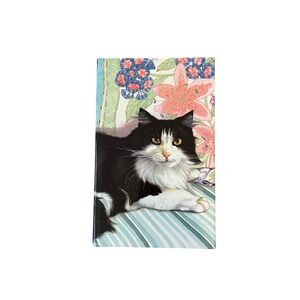Vintage C.R. Gibson Heidi Lindy Cat Journal Lined Hardcover Pink Floral Tuxedo